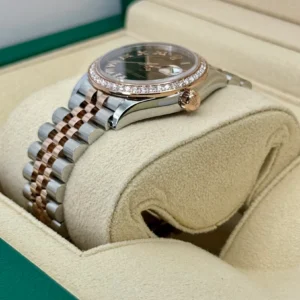 RLX Datejust m278381-0005/0006 Chocolate Roman Diamond 31mm Dial Diamond-Set Bezel and Oyster Bracelet Watch