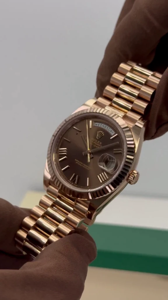 RLX Day-Date "President" 40mm Everose Gold Chocolate Roman Dial - 228235