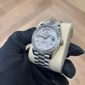 RLX Day-Date 40mm 228396TBR-0027 Meteoriate Baguette Diamond Dial and Bezel Watch