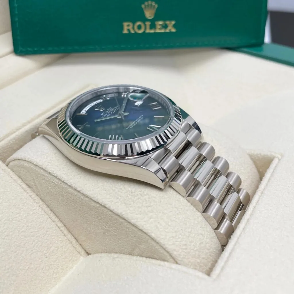 RLX Day-Date "President" 40mm White Gold Blue Roman Ombre Dial - 228239