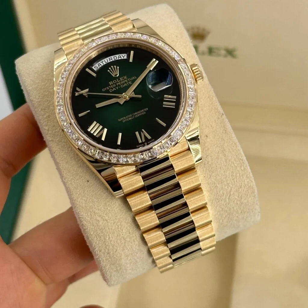 RLX Day-Date 40mm 228398TBR-0042 Green Ombré Dial President Watch