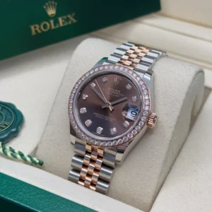 RLX Datejust m278381-0027/0028 Chocolate Diamond 31mm Dial Diamond-Set Bezel and Oyster Bracelet Watch
