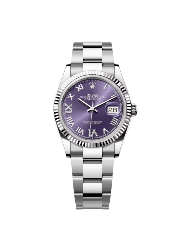 RLX Datejust 36mm 126234 Datejust Aubergine Purple Diamond Roman Oyster Stainless Steel