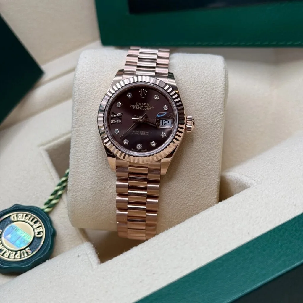 RLX Lady-Datejust 31mm 279175 Chocolate Diamond-Set Dial President Everose Gold