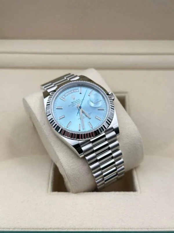 RLX Day-Date "President" 40mm Platinum Ice Blue Index Dial - 228236