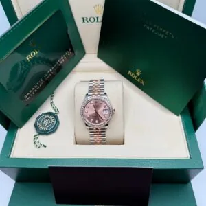 RLX Datejust m278381-0023/0024 Rose Diamond 31mm Dial Diamond-Set Bezel and Oyster Bracelet Watch