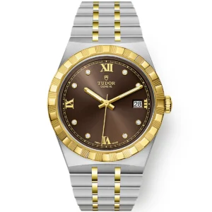 TUDOR Royal 38mm Two-Tone Brown Diamond Dial Automatic Bracelet Watch M28503-0008