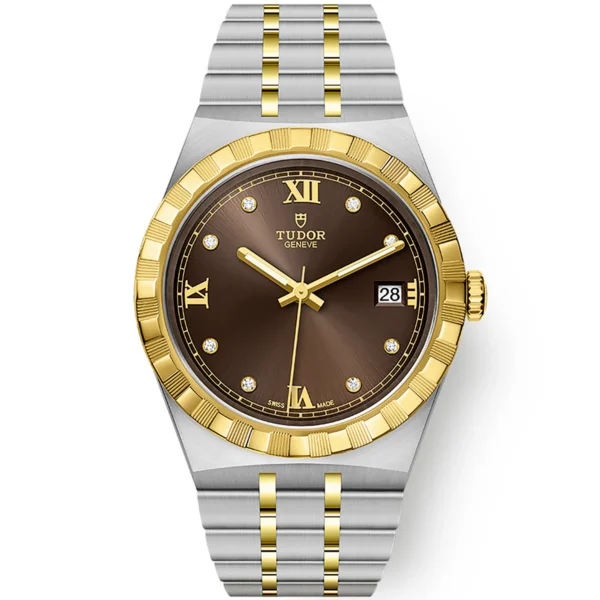 TUDOR Royal 38mm Two-Tone Brown Diamond Dial Automatic Bracelet Watch M28503-0008