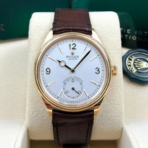 Rolex 1908 Yellow Gold White Dial Brown Alligator Strap - 52508-0006