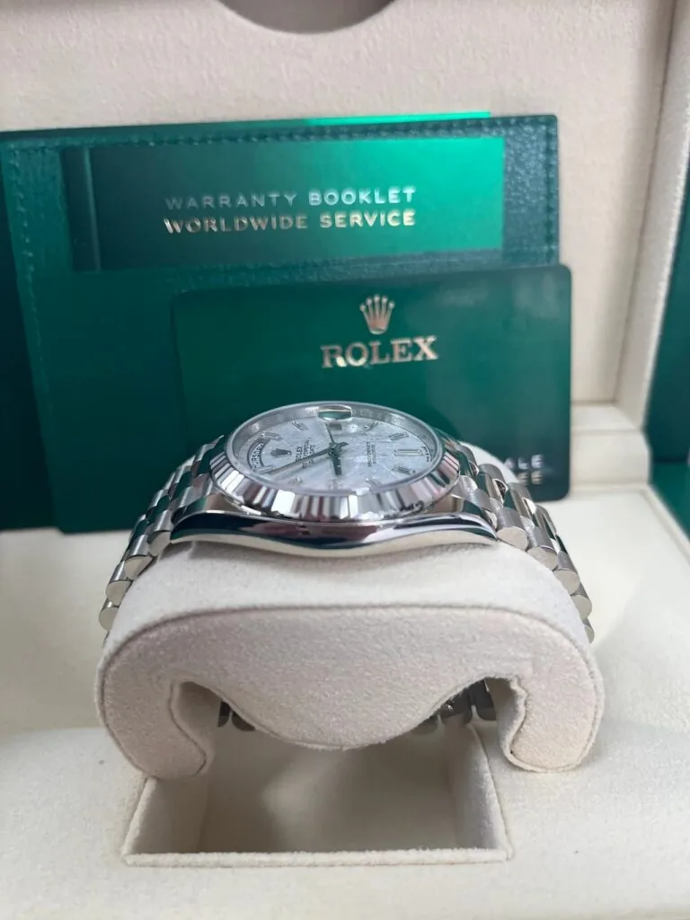 RLX Day-Date "President" 40mm White Gold Meteorite Diamond Baguette Dial - 228239