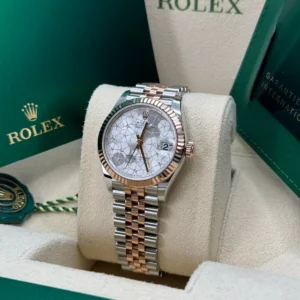RLX Datejust m278271-0031/0032 Silver Floral Motif 31mm Dial Oyster Bracelet Watch