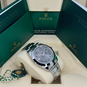RLX Datejust 41mm 126300 Slate Roman Oyster Stainless Steel Watch