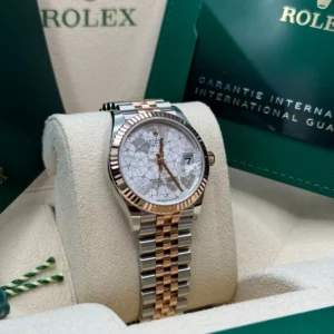 RLX Datejust m278271-0031/0032 Silver Floral Motif 31mm Dial Oyster Bracelet Watch