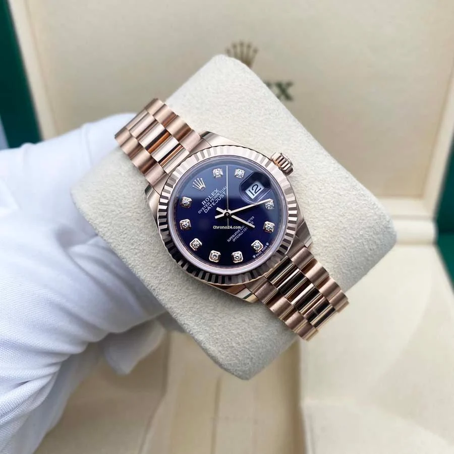 RLX Lady-Datejust 31mm 279175 Aubergine Diamond-Set Dial President Everose Gold