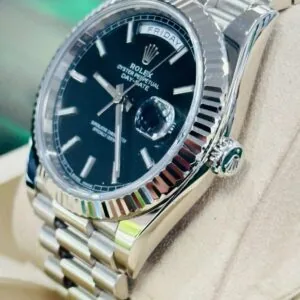 RLX Day-Date "President" 40mm White Gold Black Index Dial - 228239