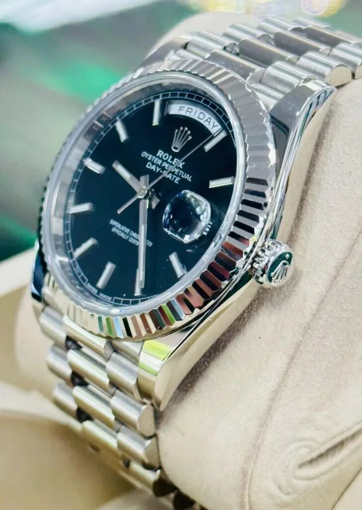 RLX Day-Date "President" 40mm White Gold Black Index Dial - 228239