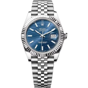 RLX Datejust 41mm Blue Fluted Motif Index Dial Jubilee Bracelet Watch - 126334