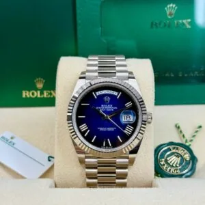 RLX Day-Date "President" 40mm White Gold Blue Roman Ombre Dial - 228239