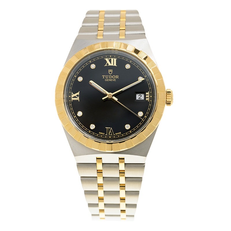 【7A Quality】TUDOR Royal 38mm Two-Tone Black Diamond Dial Automatic Bracelet Watch M28503-0004