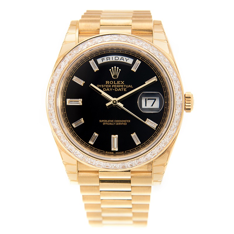 RLX Day-Date 40mm 228398TBR-0001 Bright Black Dial President Watch
