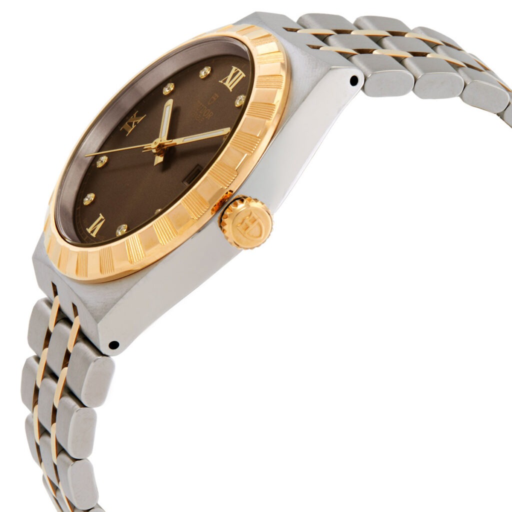 TUDOR Royal 38mm Two-Tone Brown Diamond Dial Automatic Bracelet Watch M28503-0008