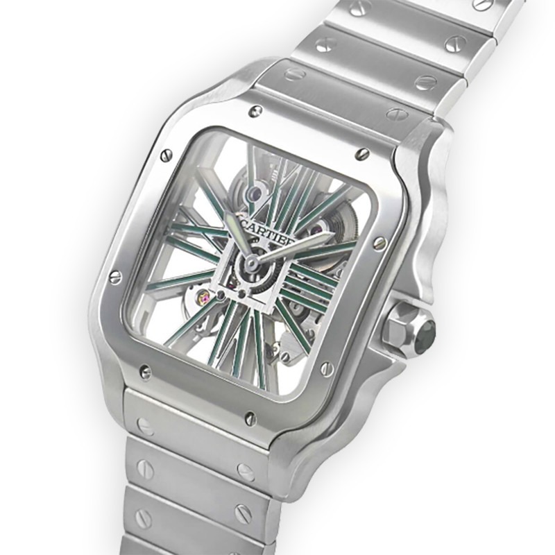 Cartier Santos Large Model Skeleton Watch WHSA0028 - United Luxury