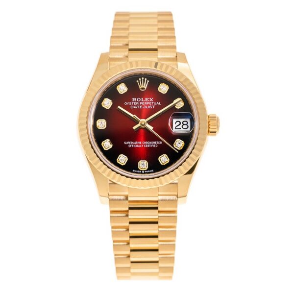 RLX Datejust m278278-0049 31mm Red Ombre Dial 18k Yellow Gold