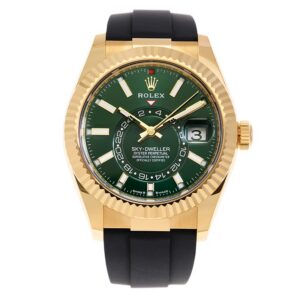 RLX Sky-Dweller 42mm Yellow Gold Bright Green Dial Oysterflex - 336238 - New 2025 Release