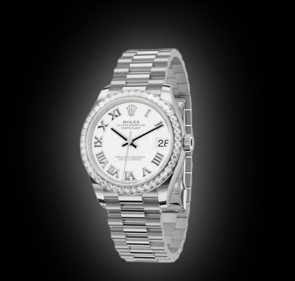 RLX Datejust m278289RBR-0007 White Dial White Gold President Watch