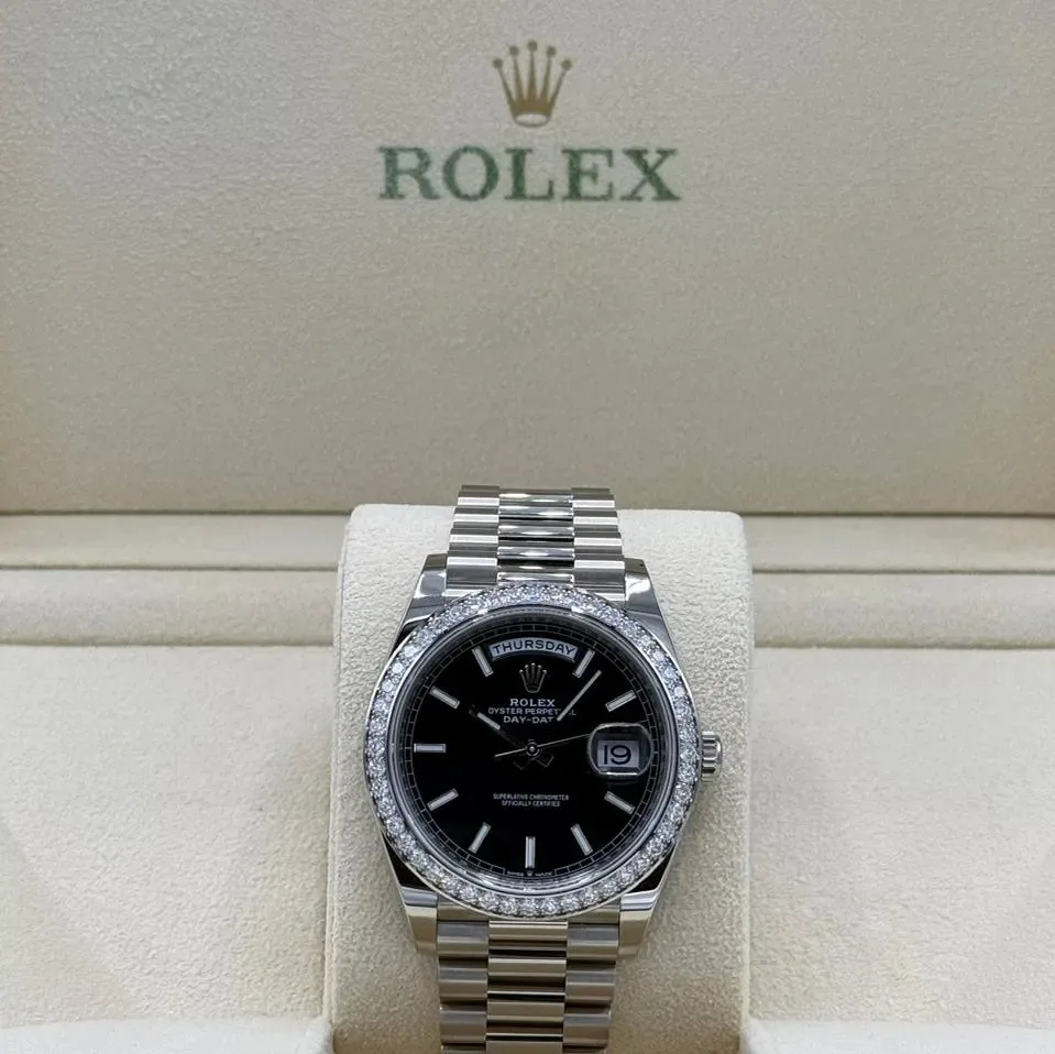 RLX Day-Date 40mm 228349RBR-0002 Bright Black Dial President Bracelet