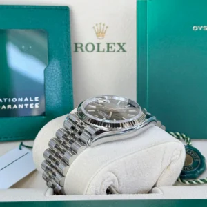 RLX Datejust 36mm 126234 Olive Green Palm Motif Dial Jubilee Stainless Steel Watch