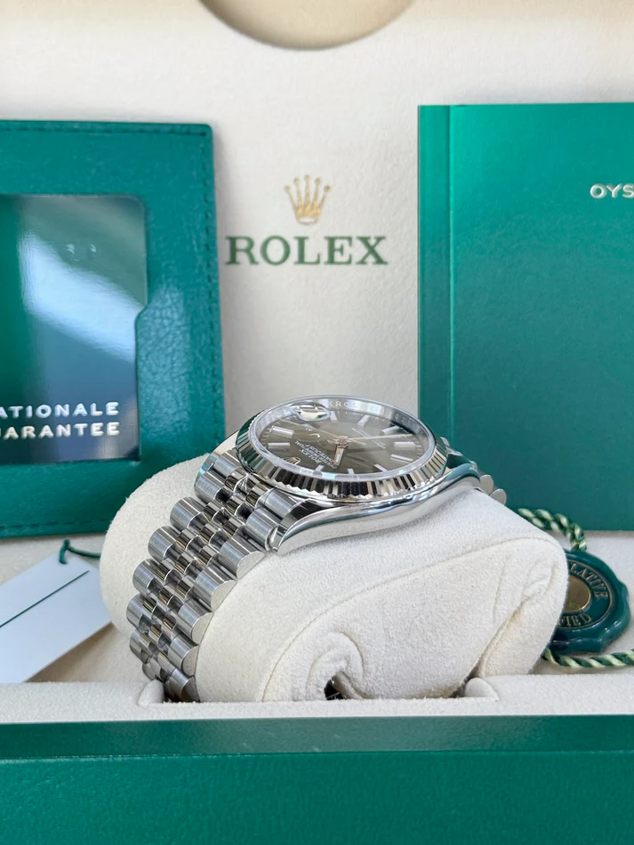 RLX Datejust 36mm 126234 Olive Green Palm Motif Dial Jubilee Stainless Steel Watch