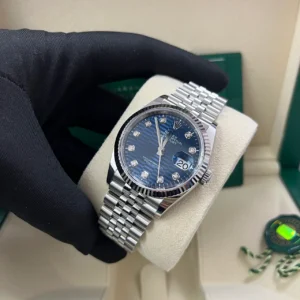 RLX Datejust 36mm 126234 Blue Fluted Motif Diamond Dial Jubilee Bracelet Watch