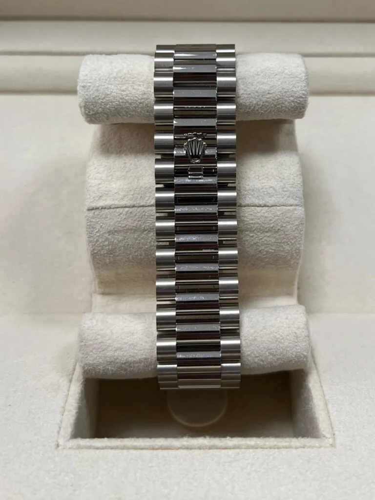 RLX Day-Date "President" 40mm White Gold Black Diamond Baguette Dial - 228239