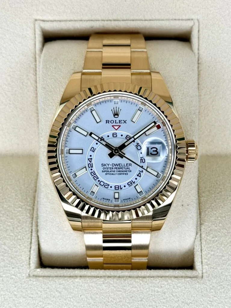 RLX Sky-Dweller 42mm 336938-0003/0006 Yellow Gold White Dial Jubilee
