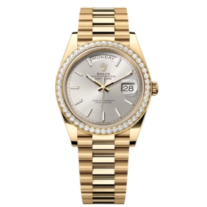RLX Day-Date 40mm Champaign Dial and Diamond Bezel Yellow Gold President Bracelet 228348RBR-0008