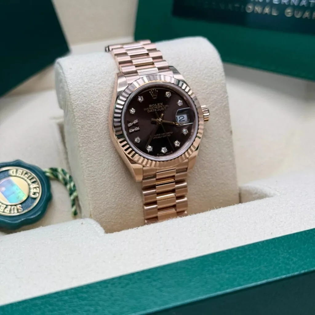 RLX Lady-Datejust 31mm 279175 Chocolate Diamond-Set Dial President Everose Gold
