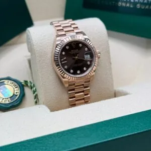 RLX Lady-Datejust 31mm 279175 Chocolate Diamond-Set Dial President Everose Gold