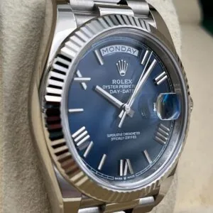 RLX Day-Date "President" 40mm White Gold Blue Roman Dial - 228239