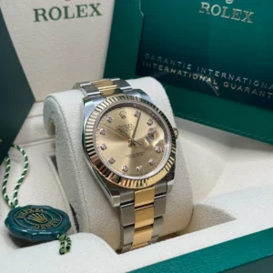 RLX Datejust 41mm Two-Tone Yellow Gold Fluted Bezel Champagne Diamond Dial Oyster - 126333