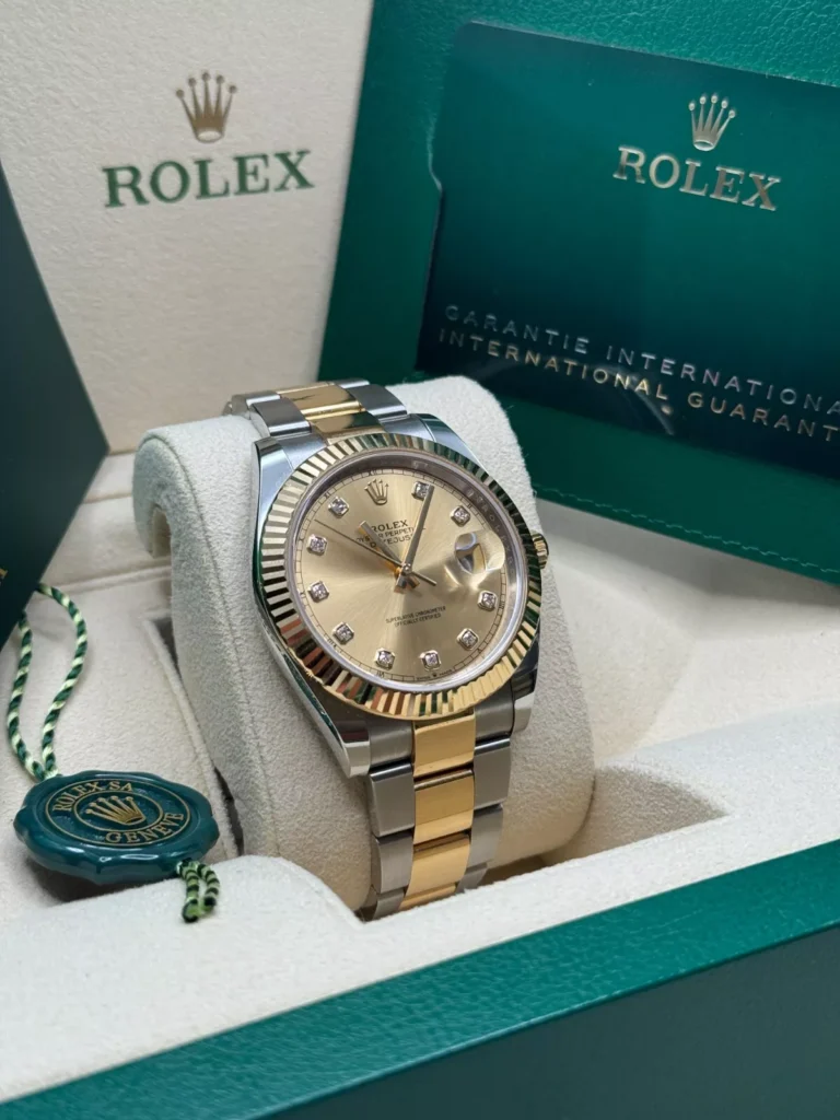 RLX Datejust 41mm Two-Tone Yellow Gold Fluted Bezel Champagne Diamond Dial Oyster - 126333