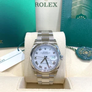 RLX Datejust 36mm 126200 Stainless Steel White Roman Dial Oyster