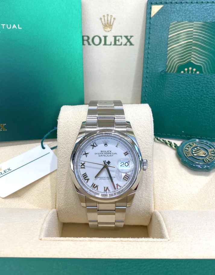 RLX Datejust 36mm 126200 Stainless Steel White Roman Dial Oyster