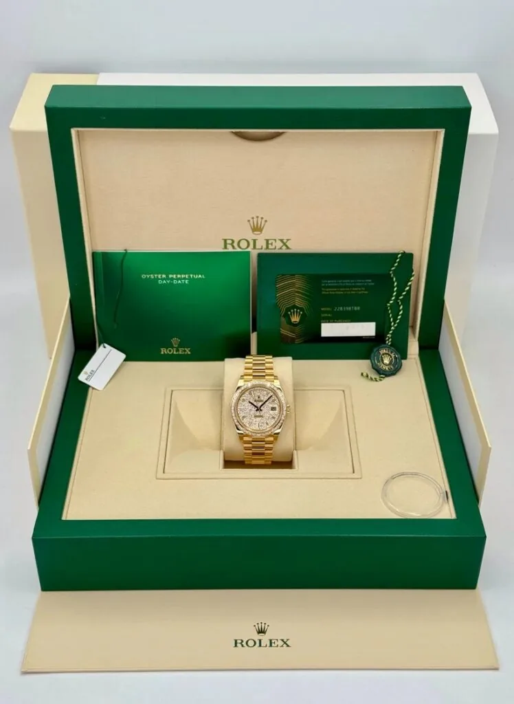 RLX Day-Date 40mm 228398TBR-0036 Diamond Paved Dial President Watch