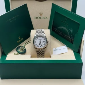 RLX Datejust 41mm 126334 White Roman Oyster Stainless Steel Mens Watch