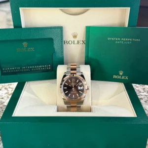 RLX Datejust 41mm 126301 Chocolate Index Oyster Steel and Everose Gold Watch