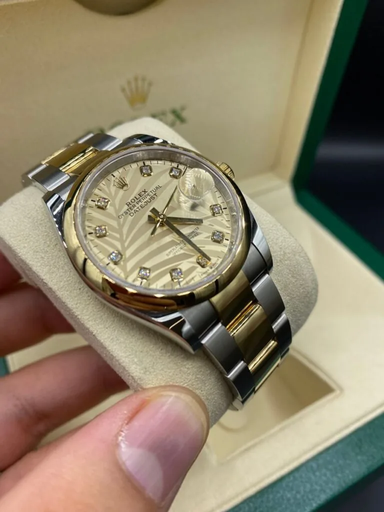 RLX Datejust 36mm 126203 Golden Palm Dial Domed Bezel Oyster Bracelet