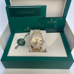 RLX Day-Date 40mm Champagne Diamond Dial and Bezel Yellow Gold President Bracelet 228348RBR-0002
