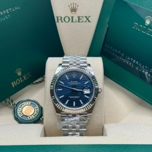 RLX Datejust 41mm Blue Fluted Motif Index Dial Jubilee Bracelet Watch - 126334