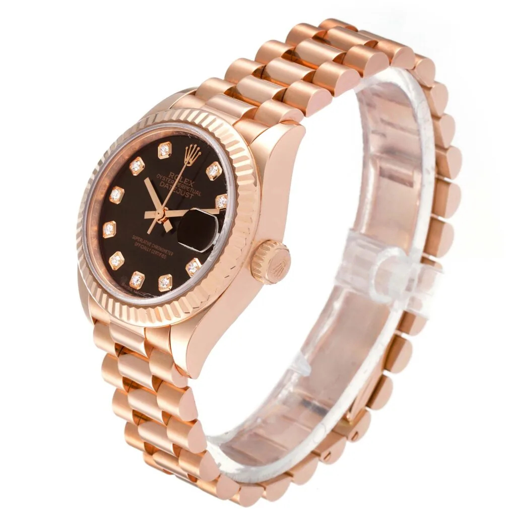 RLX Lady-Datejust 31mm 279175 Chocolate Diamond-Set Dial President Everose Gold